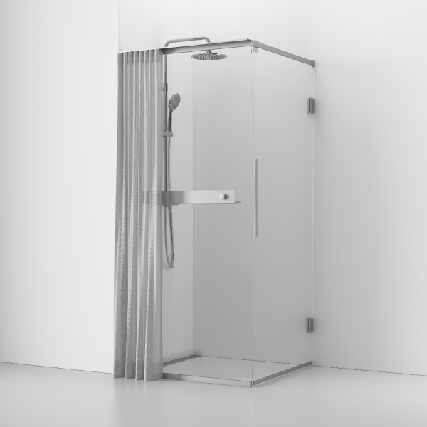 Langfoss -suihkukulma 200 verholla ja hyllyllä